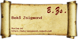 Bekő Zsigmond névjegykártya